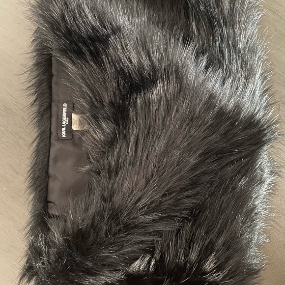 Karl Lagerfeld Accessories - Karl Lagerfeld Black Faux Fur Collar Scarf